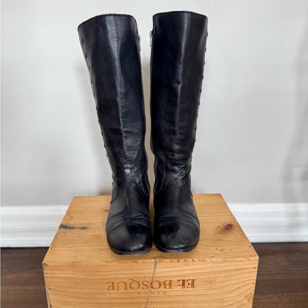 Bed Stu Black Leather Knee-High Boots